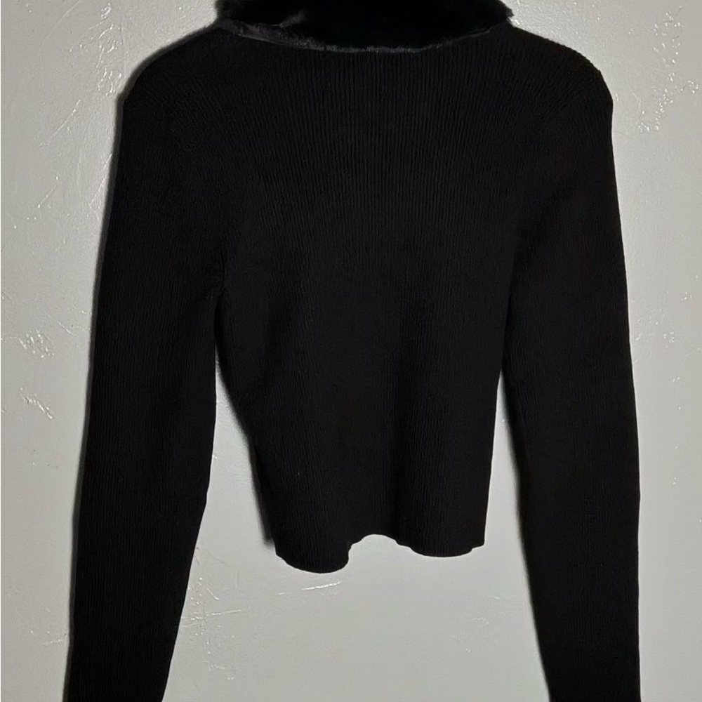 True Religion Black Jacket with Fur Collar - Picture 8 of 9
